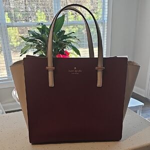 Kate Spade Maroon and Beige Tote